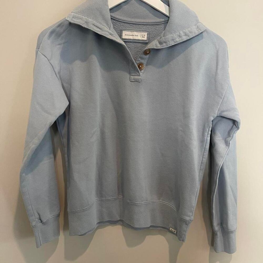 Abercrombie Kids Blue Quarter Button Pullover Sweatshirt Size 11/12